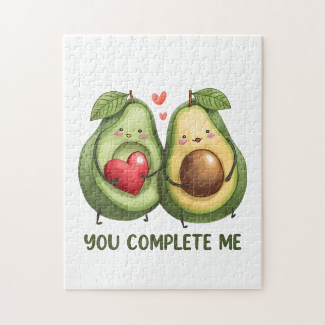 Valentine Gift Avocado You Complete Me Jigsaw Puzzle (Vertical)