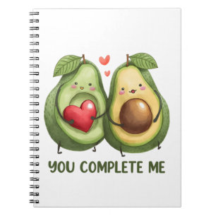 Valentine Gift Avocado You Complete Me Notebook
