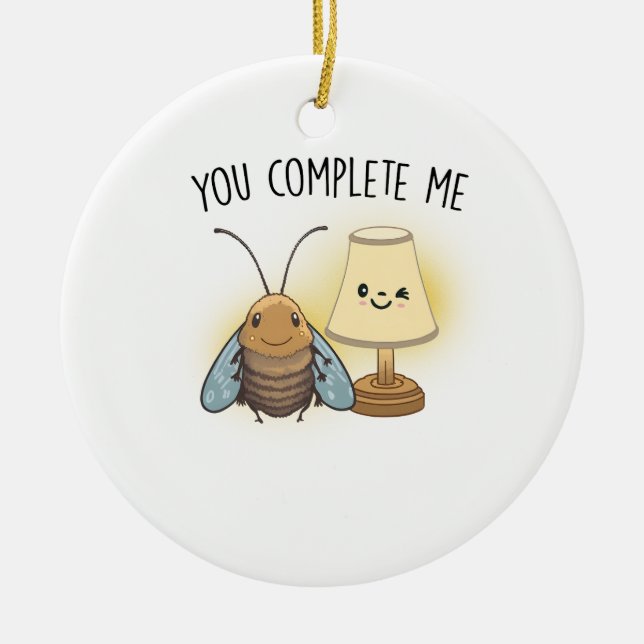 Valentine Gift Bee You Complete Me Ceramic Tree Decoration (Front)