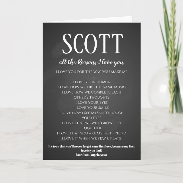valentine gift for husband wife reasons i love you card (Front)