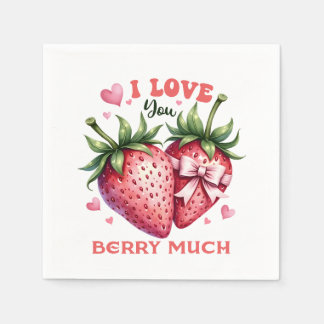 Valentine Gift | I Love You Berry Much Napkin