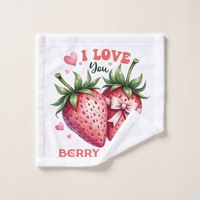 Valentine Gift | I Love You Berry Much Wash Cloth (Wash Cloth)