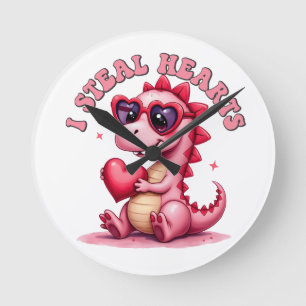 Valentine Gift I Steal Hearts Round Clock
