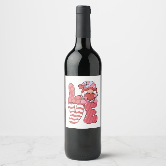 Valentine Gift | LOVE Gnome Wine Label (Front)