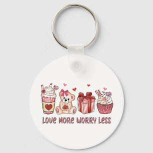 Valentine Gift   Love More Worry Less Key Ring