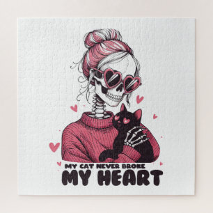Valentine Gift   My Cat Never Broke My Heart Jigsaw Puzzle