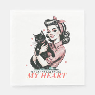 Valentine Gift My Cat Never Broke My Heart Napkin
