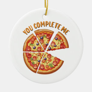 Valentine Gift Pizza You Complete Me Ceramic Tree Decoration