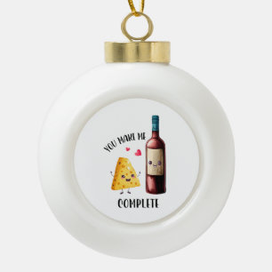 Valentine Gift You Make Me Complete Ceramic Ball Christmas Ornament