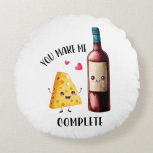 Valentine Gift You Make Me Complete Round Cushion