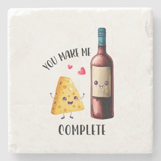 Valentine Gift You Make Me Complete Stone Coaster (Front)