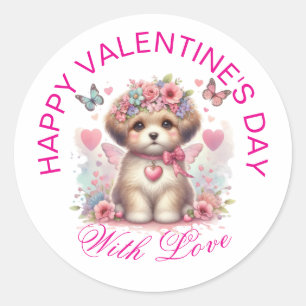Valentine Gifts - Pawsitively Adorable Puppy 6 Classic Round Sticker