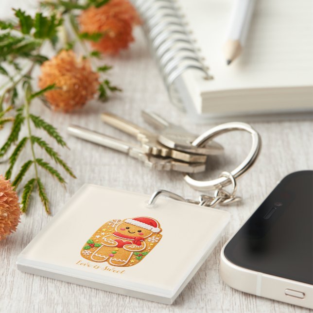 Valentine Gingerbread man Key Ring (Front Right)