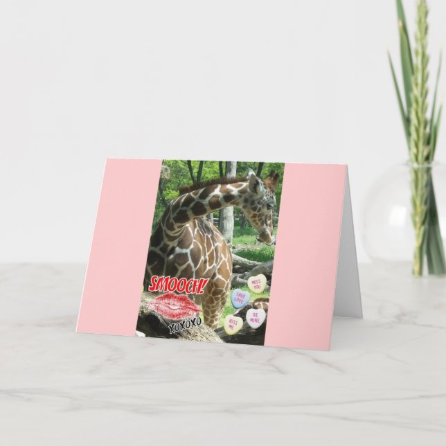 Valentine Giraffe Holiday Card (Front)