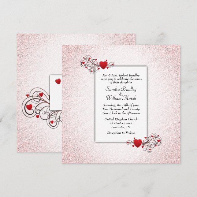 Valentine Glitter  Wedding Invitation (Front/Back)