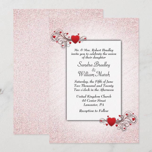 Valentine Glitter  Wedding Invitation (Front/Back)