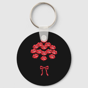 Valentine Glossy Red Lips Kiss Lloons Flower Bouqu Key Ring