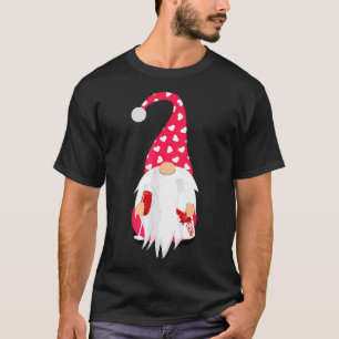 Valentine Gnome Drinking Wine Gnome Wine Bottle Wi T-Shirt