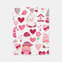 Valentine Gnome Fleece Blanket