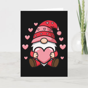 Valentine Gnome Holding Heart With Cute Hearts Card