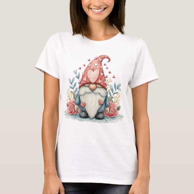Valentine Gnome In Love, Gnome Valentines Day T-Shirt (Front)