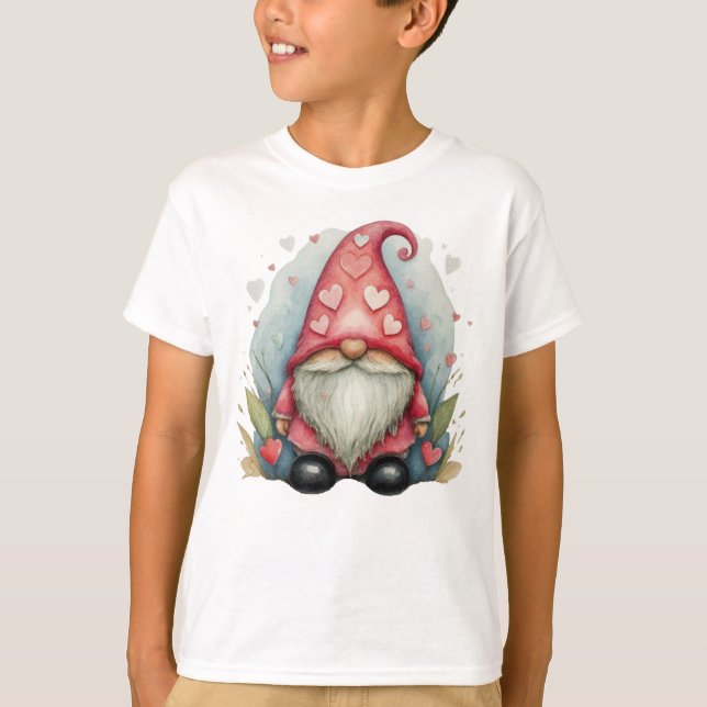 Valentine Gnome In Love, Gnome Valentines Day T-Shirt (Front)