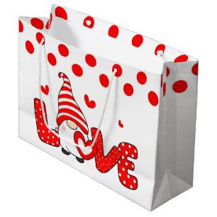 Valentine gnome large gift bag