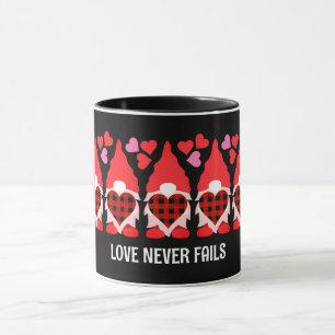 VALENTINE GNOME Love Never Fails Mug