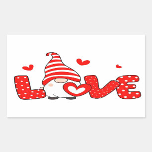 Valentine gnome  rectangular sticker