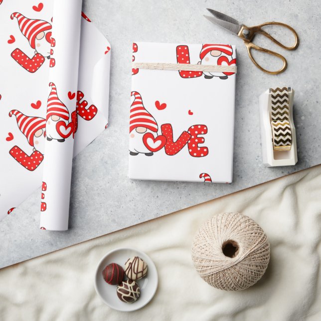 Valentine gnome Wrapping Paper (Crafts)