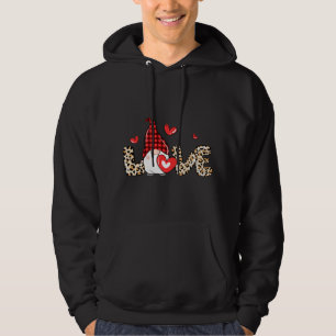 Valentine Gnomes Cheetah Heart Valentine's Day Gno Hoodie