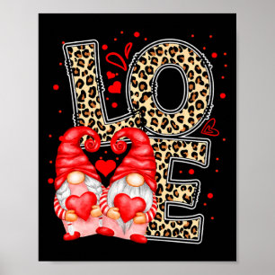 Valentine Gnomes Heart Valentines Day Gnome Leopa Poster