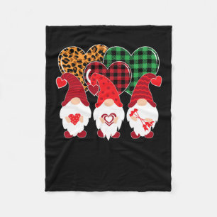 Valentine Gnomes Holding Heart Leopard Happy Valen Fleece Blanket