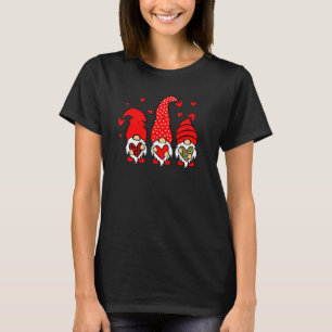 Valentine Gnomes Holding Heart Leopard Happy Valen T-Shirt
