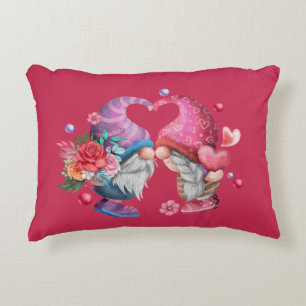 Valentine Gnomes Watercolor Illustration Decorative Cushion