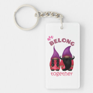 Valentine gnomes: we belong together keychain