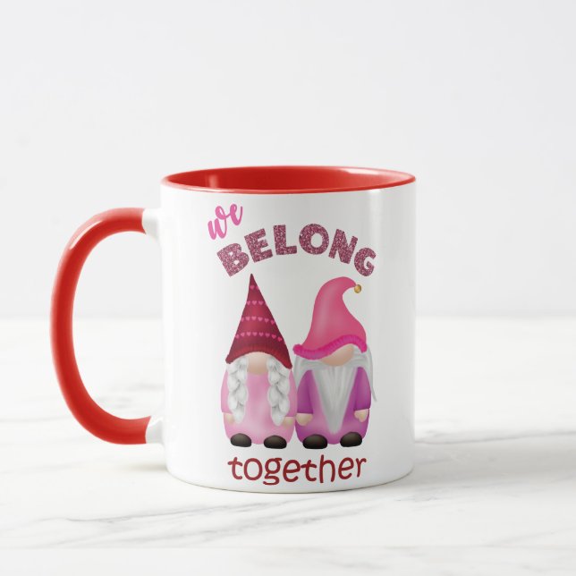 Valentine gnomes: we belong together mug (Left)