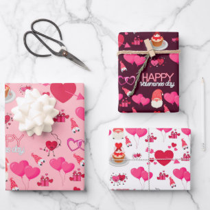 Valentine Gnomes Wrapping Paper Sheet