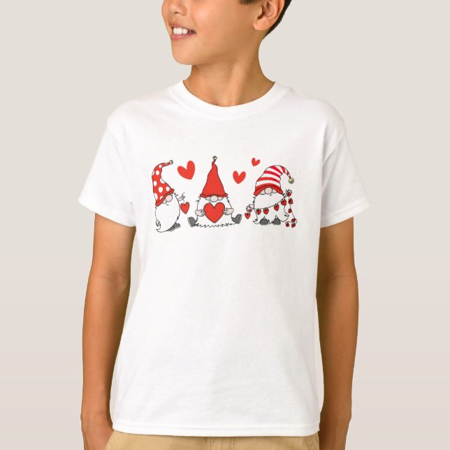 Valentine Gnomies Funny Happy Valentine's Day T-Shirt (Front)