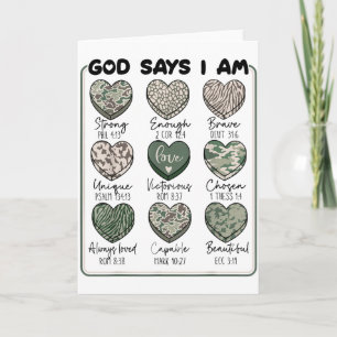 Valentine God Says I Am Heart Girl Women Kid Chris Card