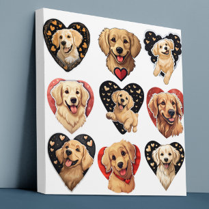 Valentine Golden Retriever Dog Canvas Print