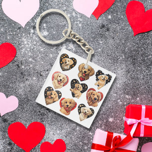 Valentine Golden Retriever Dog Key Ring
