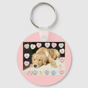 Valentine Golden Retriever Puppy Key Ring