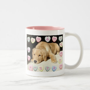 Valentine Golden Retriever Puppy Two-Tone Coffee Mug