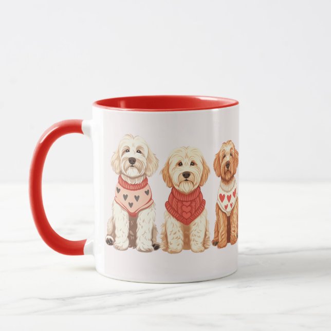 Valentine Goldendoodle Dogs Mug (Left)