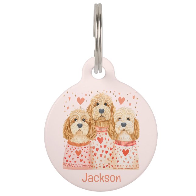Valentine Goldendoodle Dogs Pet Tag (Front)