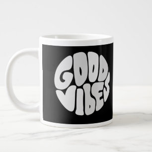 Valentine good vibes black red gift large coffee mug