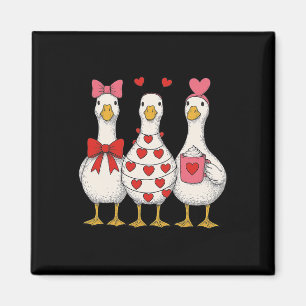 Valentine Goose Cute Heart Love Trio Magnet