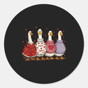 Valentine Goose Heart Silly Goose Valentines Day  Classic Round Sticker