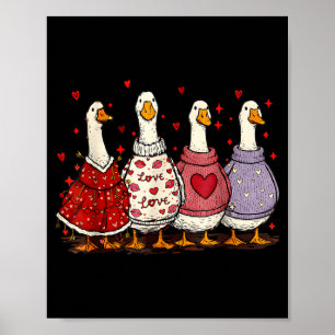 Valentine Goose Heart Silly Goose Valentines Day  Poster
